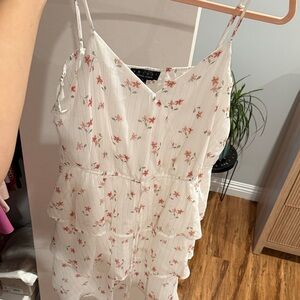 Floral White Sleeveless Dress